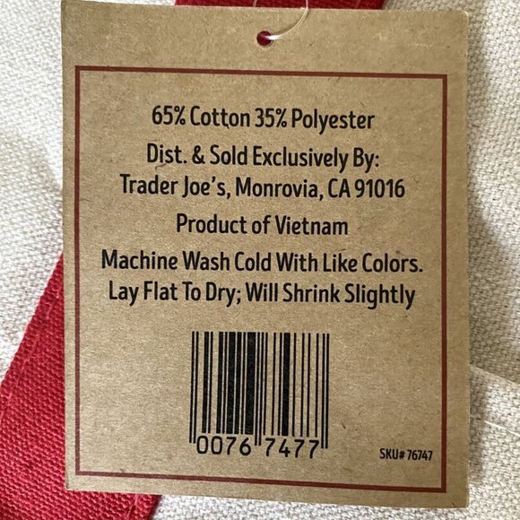 NWT Trader Joe’s Mini Canvas Tote Bag Red NEW - Picture 2 of 3
